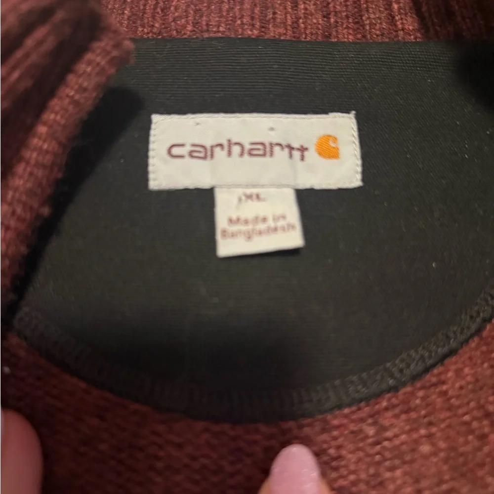 Carhartt‎ Men’s Wool Blend Quarter Zip Sweater Dark Cedar Size XL